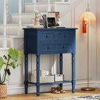 Consolle con 3 cassetti e ripiano inferiore – Blu Navy / Nero / Azzurro / Naturale / Beige, Montaggio da parte di una singola persona