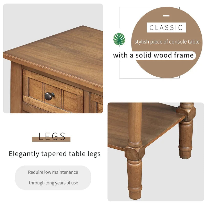 Consolle con 3 cassetti e ripiano inferiore – Blu Navy / Nero / Azzurro / Naturale / Beige, Montaggio da parte di una singola persona