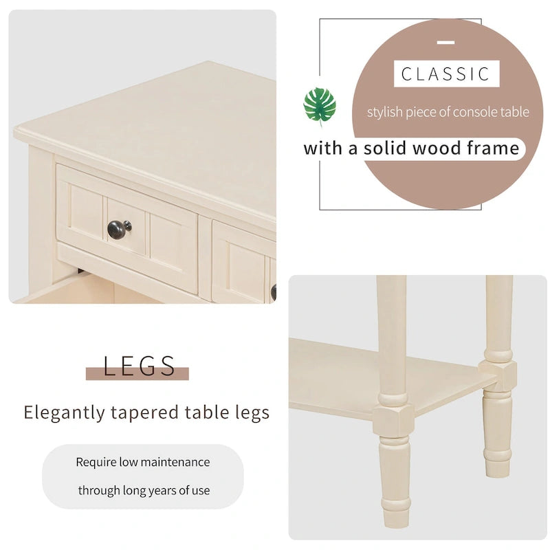 Consolle con 3 cassetti e ripiano inferiore – Blu Navy / Nero / Azzurro / Naturale / Beige, Montaggio da parte di una singola persona