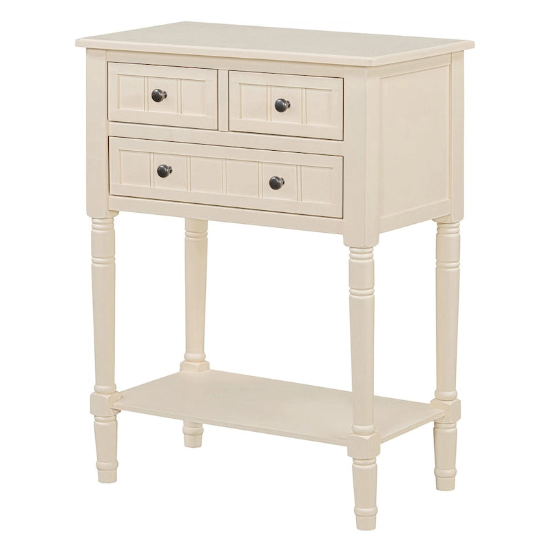 Consolle con 3 cassetti e ripiano inferiore – Blu Navy / Nero / Azzurro / Naturale / Beige, Montaggio da parte di una singola persona