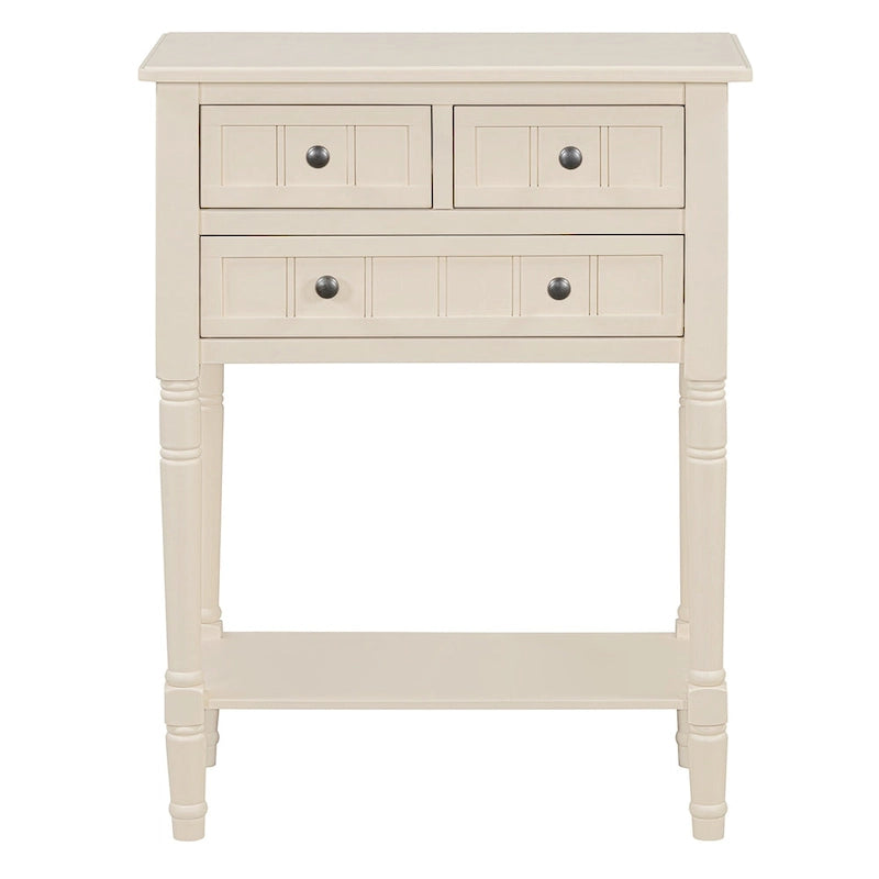 Consolle con 3 cassetti e ripiano inferiore – Blu Navy / Nero / Azzurro / Naturale / Beige, Montaggio da parte di una singola persona
