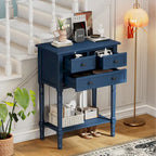 Consolle con 3 cassetti e ripiano inferiore – Blu Navy / Nero / Azzurro / Naturale / Beige, Montaggio da parte di una singola persona