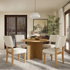 Set da pranzo rotondo 5 pezzi, Naturale/Nero, 4 posti
