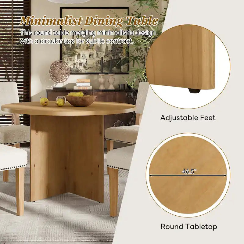 Set da pranzo rotondo 5 pezzi, Naturale/Nero, 4 posti