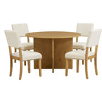 Set da pranzo rotondo 5 pezzi, Naturale/Nero, 4 posti
