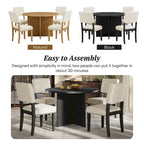 Set da pranzo rotondo 5 pezzi, Naturale/Nero, 4 posti
