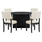 Set da pranzo rotondo 5 pezzi, Naturale/Nero, 4 posti