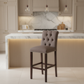 Sgabello da bar trapuntato blu scuro/marrone talpa scuro/beige/grigio chiaro, set da 2