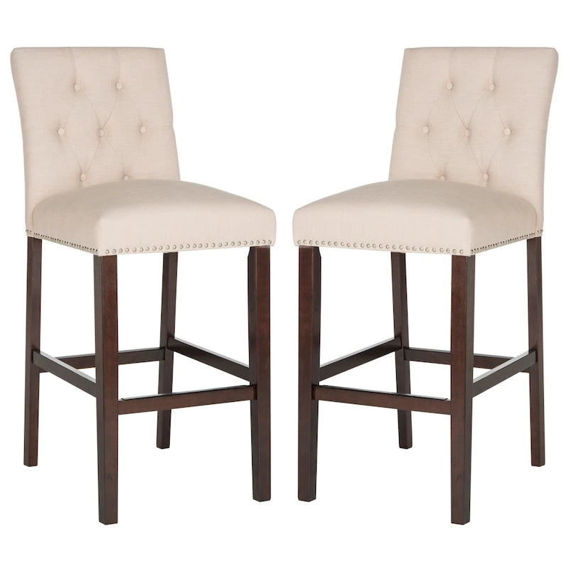 Sgabello da bar trapuntato blu scuro/marrone talpa scuro/beige/grigio chiaro, set da 2