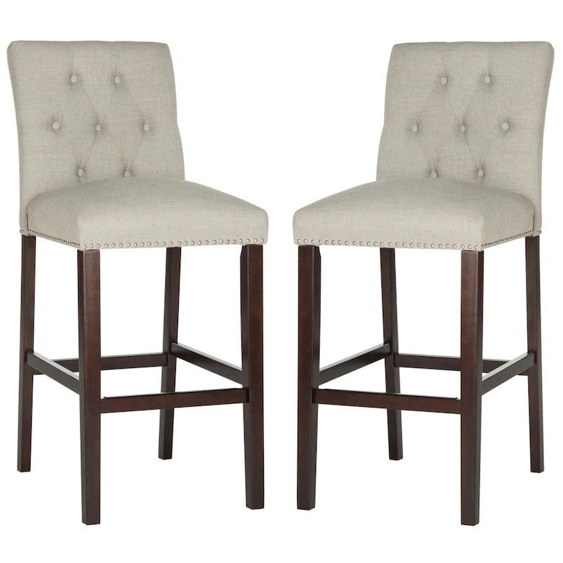 Sgabello da bar trapuntato blu scuro/marrone talpa scuro/beige/grigio chiaro, set da 2