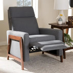 Poltrona reclinabile in tessuto grigio ardesia/blu/grigio, stile Mid-Century, singola