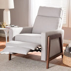 Poltrona reclinabile in tessuto grigio ardesia/blu/grigio, stile Mid-Century, singola