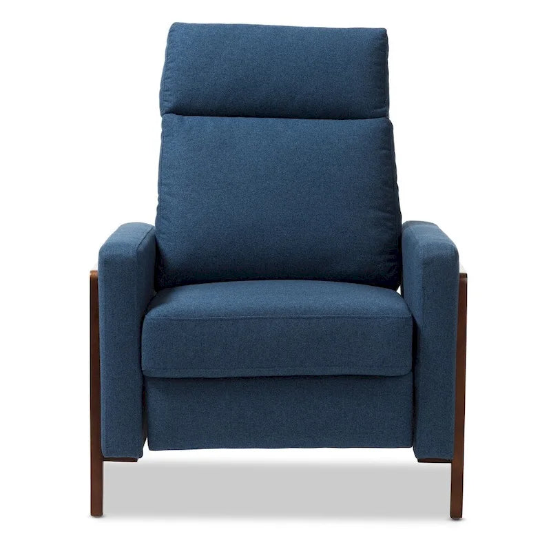 Poltrona reclinabile in tessuto grigio ardesia/blu/grigio, stile Mid-Century, singola