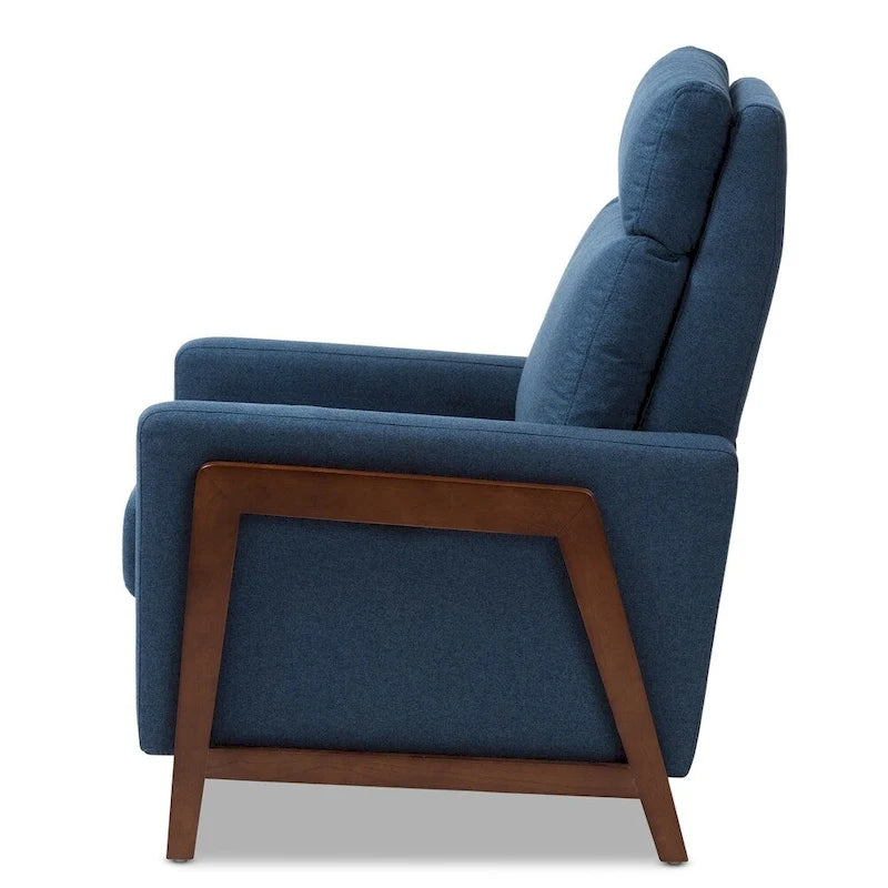 Poltrona reclinabile in tessuto grigio ardesia/blu/grigio, stile Mid-Century, singola