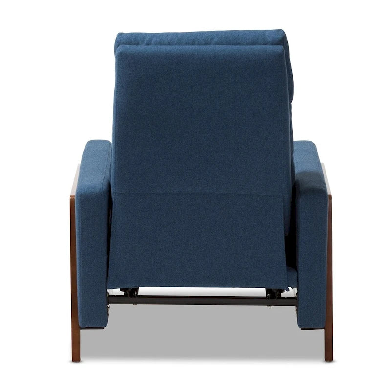 Poltrona reclinabile in tessuto grigio ardesia/blu/grigio, stile Mid-Century, singola