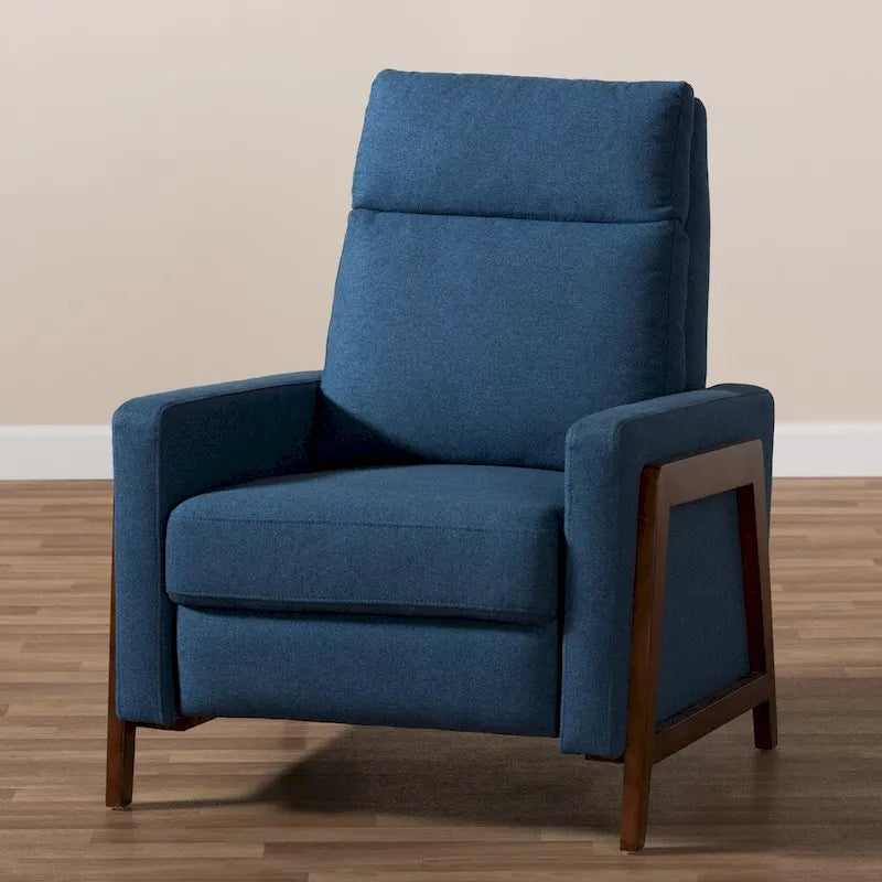 Poltrona reclinabile in tessuto grigio ardesia/blu/grigio, stile Mid-Century, singola