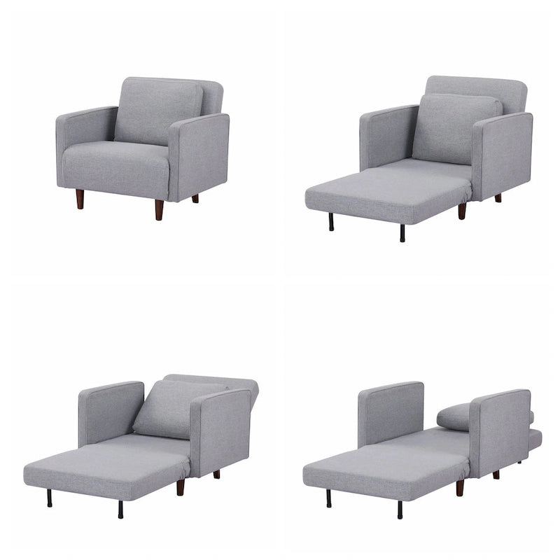 Grigio chiaro / Giallo / Grigio scuro – Poltrona letto convertibile, set da 2