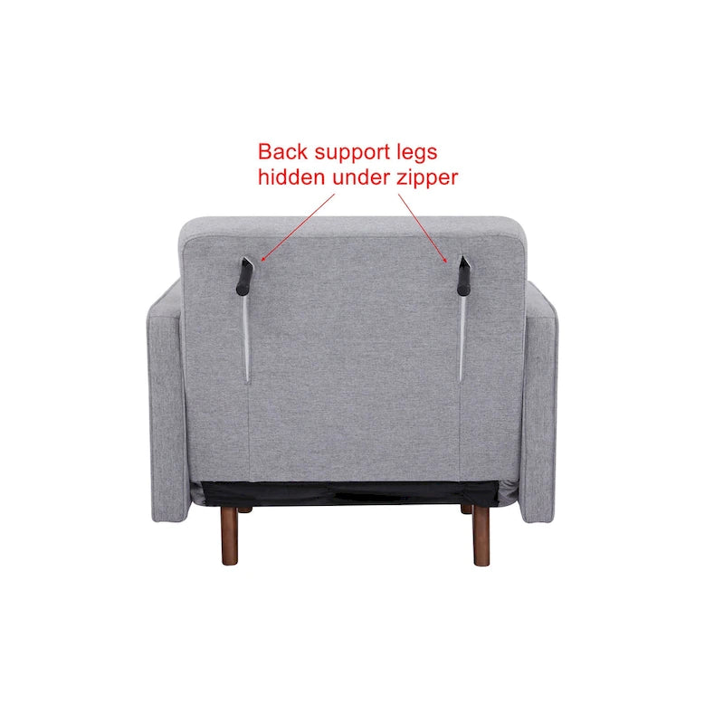 Grigio chiaro / Giallo / Grigio scuro – Poltrona letto convertibile, set da 2