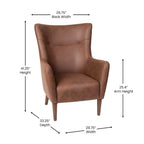 Poltrona d'accento Wingback grigio scuro / marrone scuro / marrone chiaro, imbottita, gambe in legno, 1 posto