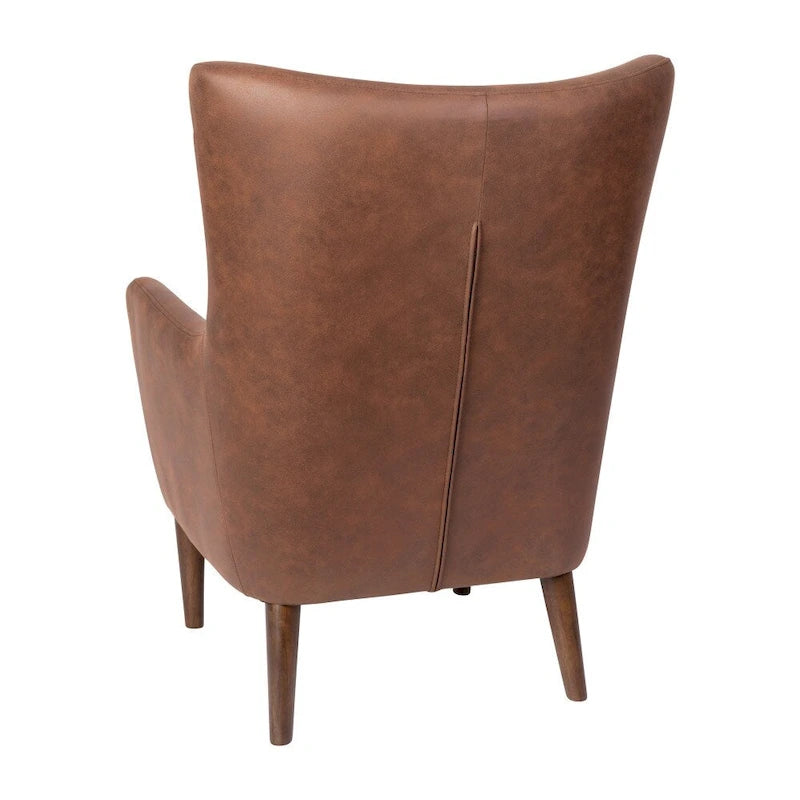 Poltrona d'accento Wingback grigio scuro / marrone scuro / marrone chiaro, imbottita, gambe in legno, 1 posto