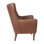 Poltrona d'accento Wingback grigio scuro / marrone scuro / marrone chiaro, imbottita, gambe in legno, 1 posto