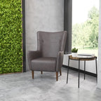 Poltrona d'accento Wingback grigio scuro / marrone scuro / marrone chiaro, imbottita, gambe in legno, 1 posto