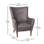 Poltrona d'accento Wingback grigio scuro / marrone scuro / marrone chiaro, imbottita, gambe in legno, 1 posto