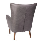 Poltrona d'accento Wingback grigio scuro / marrone scuro / marrone chiaro, imbottita, gambe in legno, 1 posto