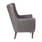 Poltrona d'accento Wingback grigio scuro / marrone scuro / marrone chiaro, imbottita, gambe in legno, 1 posto