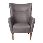 Poltrona d'accento Wingback grigio scuro / marrone scuro / marrone chiaro, imbottita, gambe in legno, 1 posto
