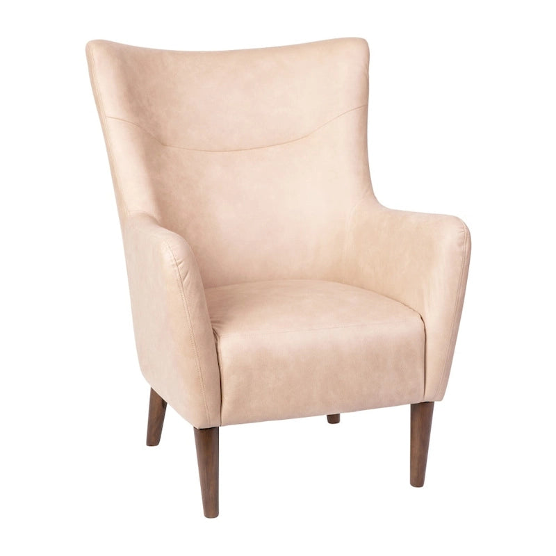 Poltrona d'accento Wingback grigio scuro / marrone scuro / marrone chiaro, imbottita, gambe in legno, 1 posto