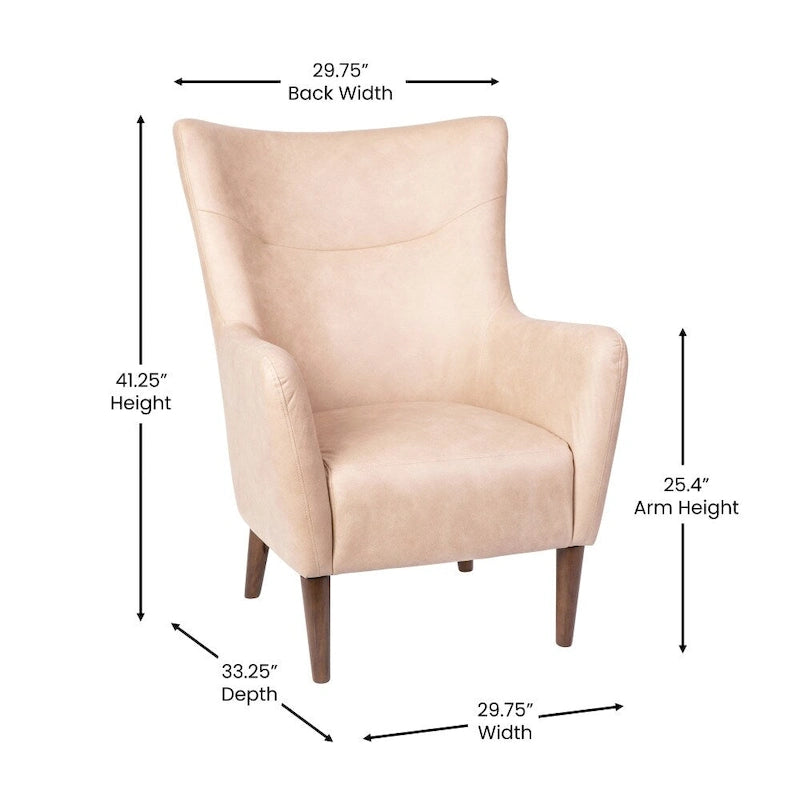 Poltrona d'accento Wingback grigio scuro / marrone scuro / marrone chiaro, imbottita, gambe in legno, 1 posto