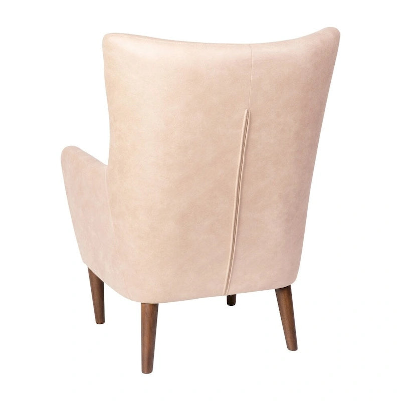 Poltrona d'accento Wingback grigio scuro / marrone scuro / marrone chiaro, imbottita, gambe in legno, 1 posto