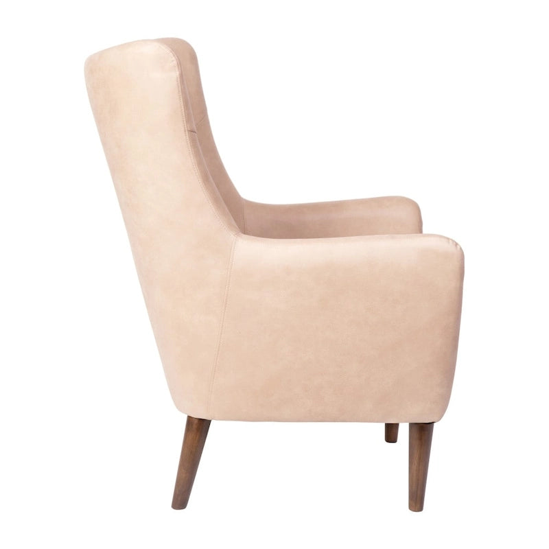Poltrona d'accento Wingback grigio scuro / marrone scuro / marrone chiaro, imbottita, gambe in legno, 1 posto