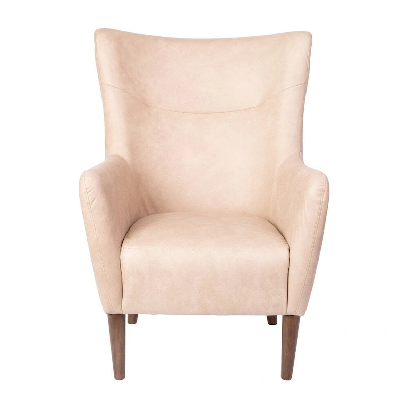 Poltrona d'accento Wingback grigio scuro / marrone scuro / marrone chiaro, imbottita, gambe in legno, 1 posto