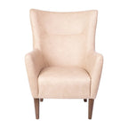 Poltrona d'accento Wingback grigio scuro / marrone scuro / marrone chiaro, imbottita, gambe in legno, 1 posto