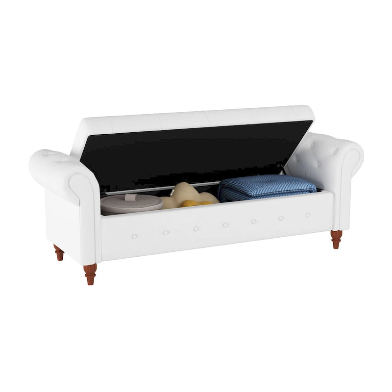 Panca ottomana contenitore in velluto grigio scuro/blu navy/giallo/verde scuro con braccioli arrotolati – 1 persona