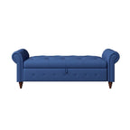 Panca ottomana contenitore in velluto grigio scuro/blu navy/giallo/verde scuro con braccioli arrotolati – 1 persona