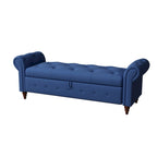 Panca ottomana contenitore in velluto grigio scuro/blu navy/giallo/verde scuro con braccioli arrotolati – 1 persona