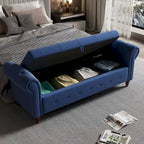 Panca ottomana contenitore in velluto grigio scuro/blu navy/giallo/verde scuro con braccioli arrotolati – 1 persona