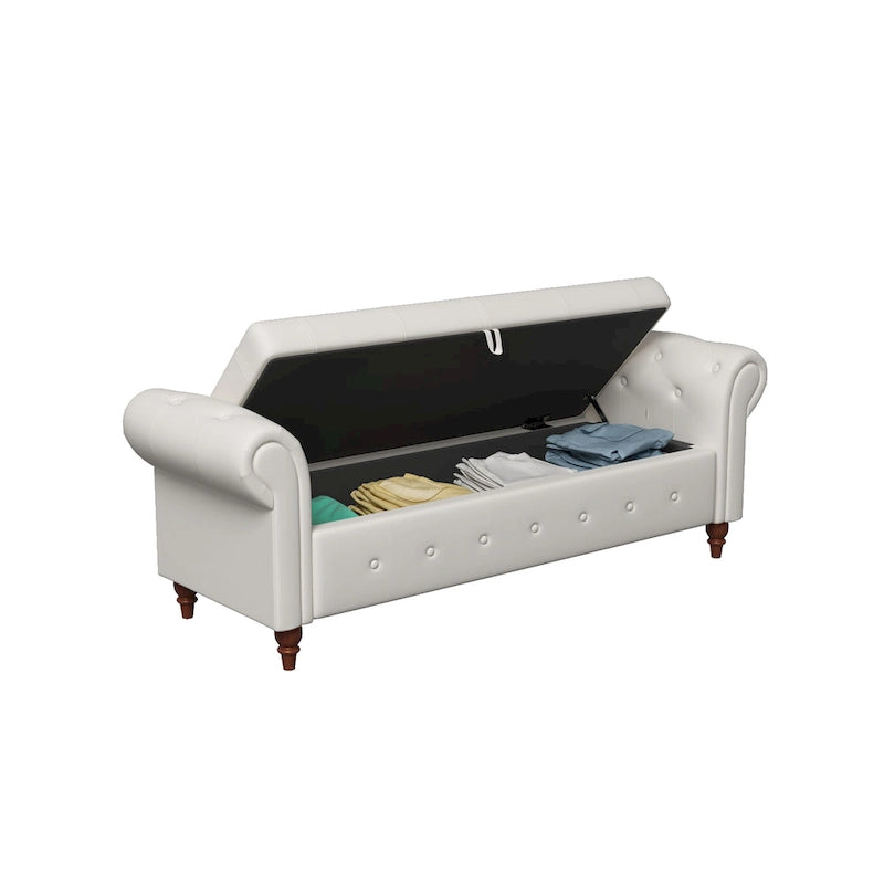 Panca ottomana contenitore in velluto grigio scuro/blu navy/giallo/verde scuro con braccioli arrotolati – 1 persona