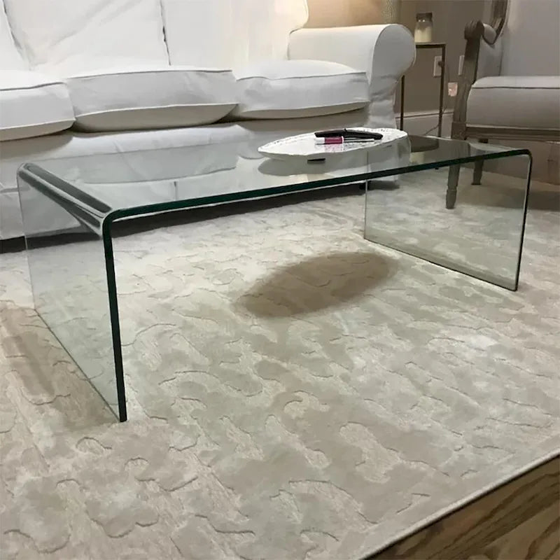 Consolle in vetro temperato trasparente, stile moderno, per 1 persona