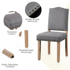 Sedia da Pranzo Imbottita Beige / Grigio Scuro con Rivetti, Set da 2