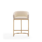 Sgabello da bancone in similpelle grigio/crema, base dorata, 1 posto