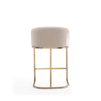 Sgabello da bancone in similpelle grigio/crema, base dorata, 1 posto