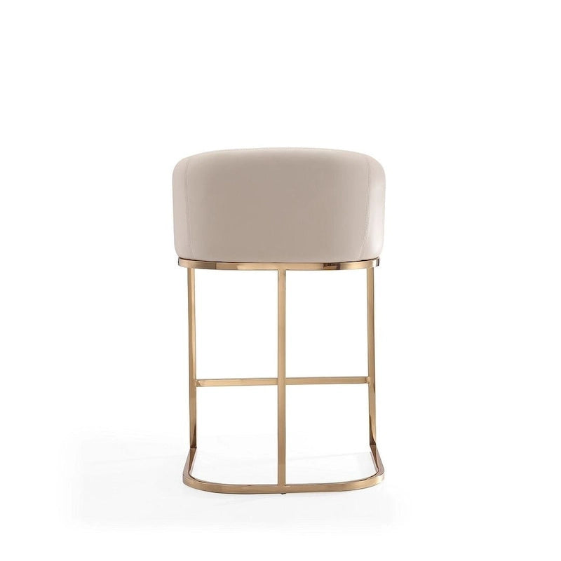 Sgabello da bancone in similpelle grigio/crema, base dorata, 1 posto