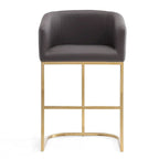 Sgabello da bancone in similpelle grigio/crema, base dorata, 1 posto