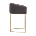 Sgabello da bancone in similpelle grigio/crema, base dorata, 1 posto