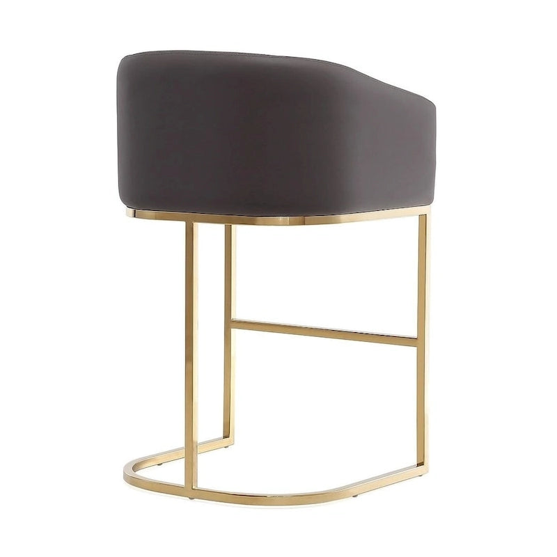 Sgabello da bancone in similpelle grigio/crema, base dorata, 1 posto