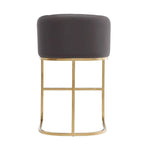 Sgabello da bancone in similpelle grigio/crema, base dorata, 1 posto